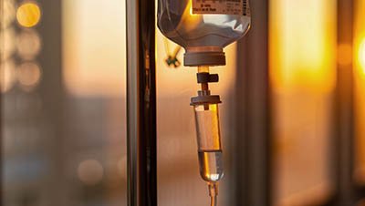 Капельница на фоне заката